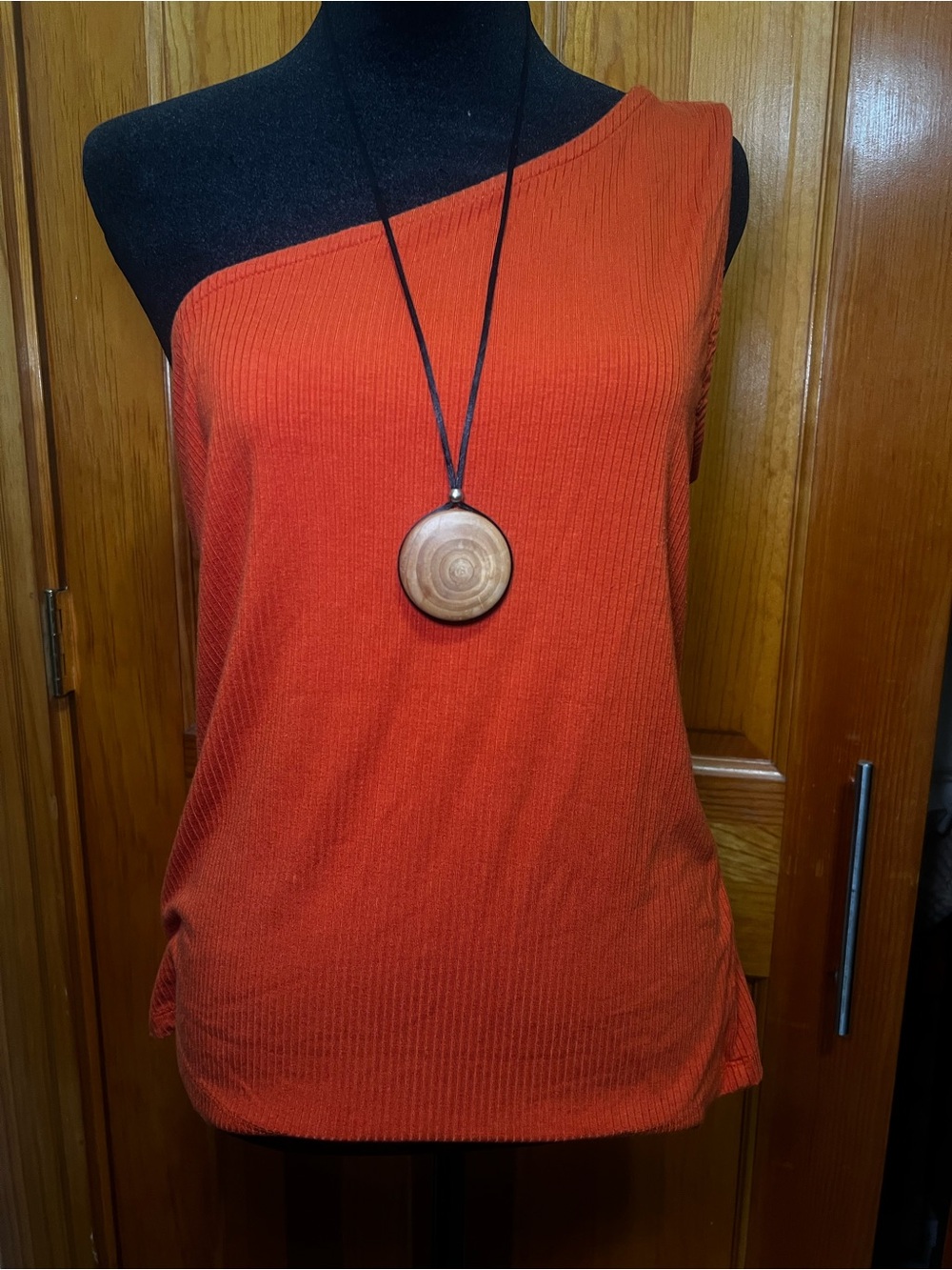LOFT One-Shoulder Ribbed Tank Top in Orange